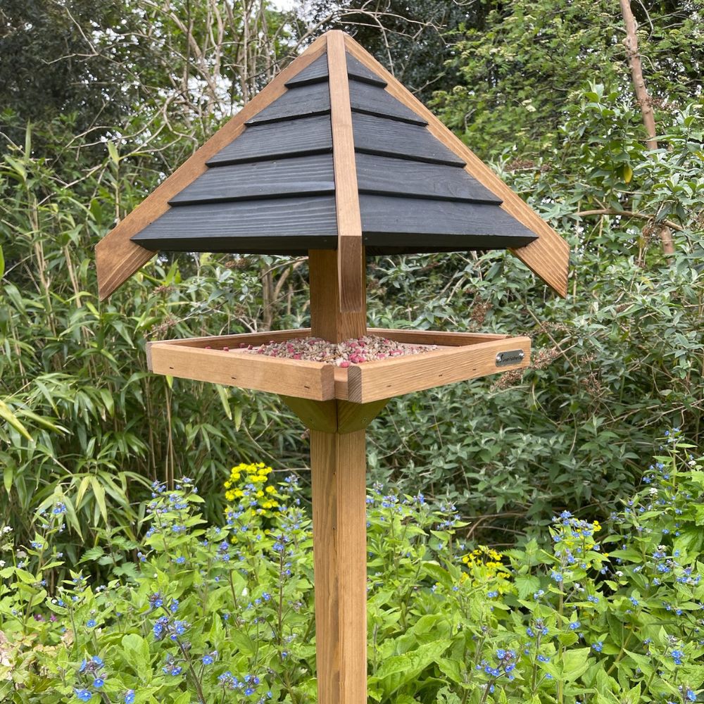 Charcoal Roof Bird Table with Mounting Stake