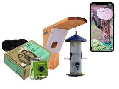 Green Feathers Bird Feeder Camera Bundle with WiFi Connection