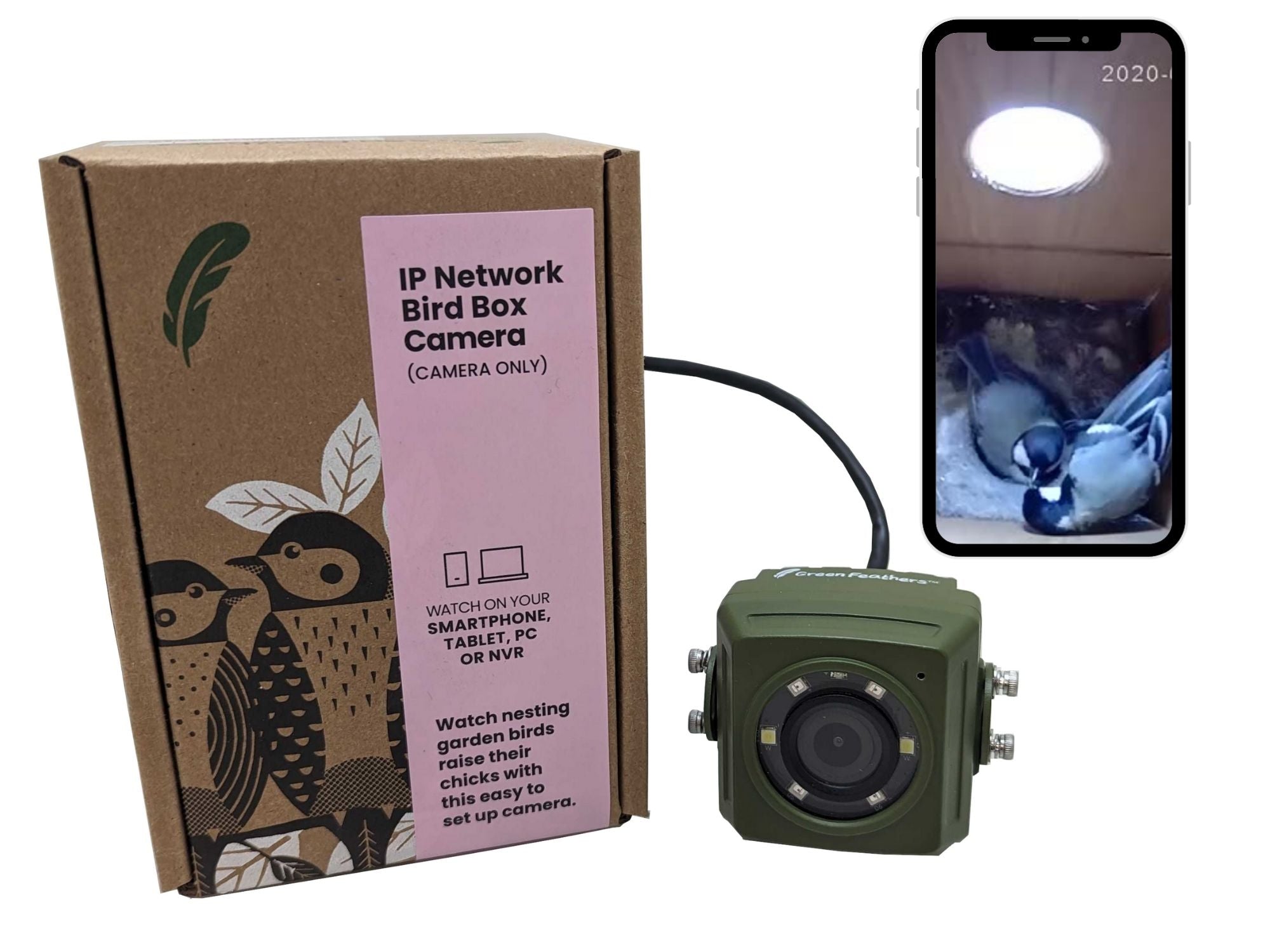 Wired Network Bird Box & Wildlife HD Camera PoE Version (with 20m cable)