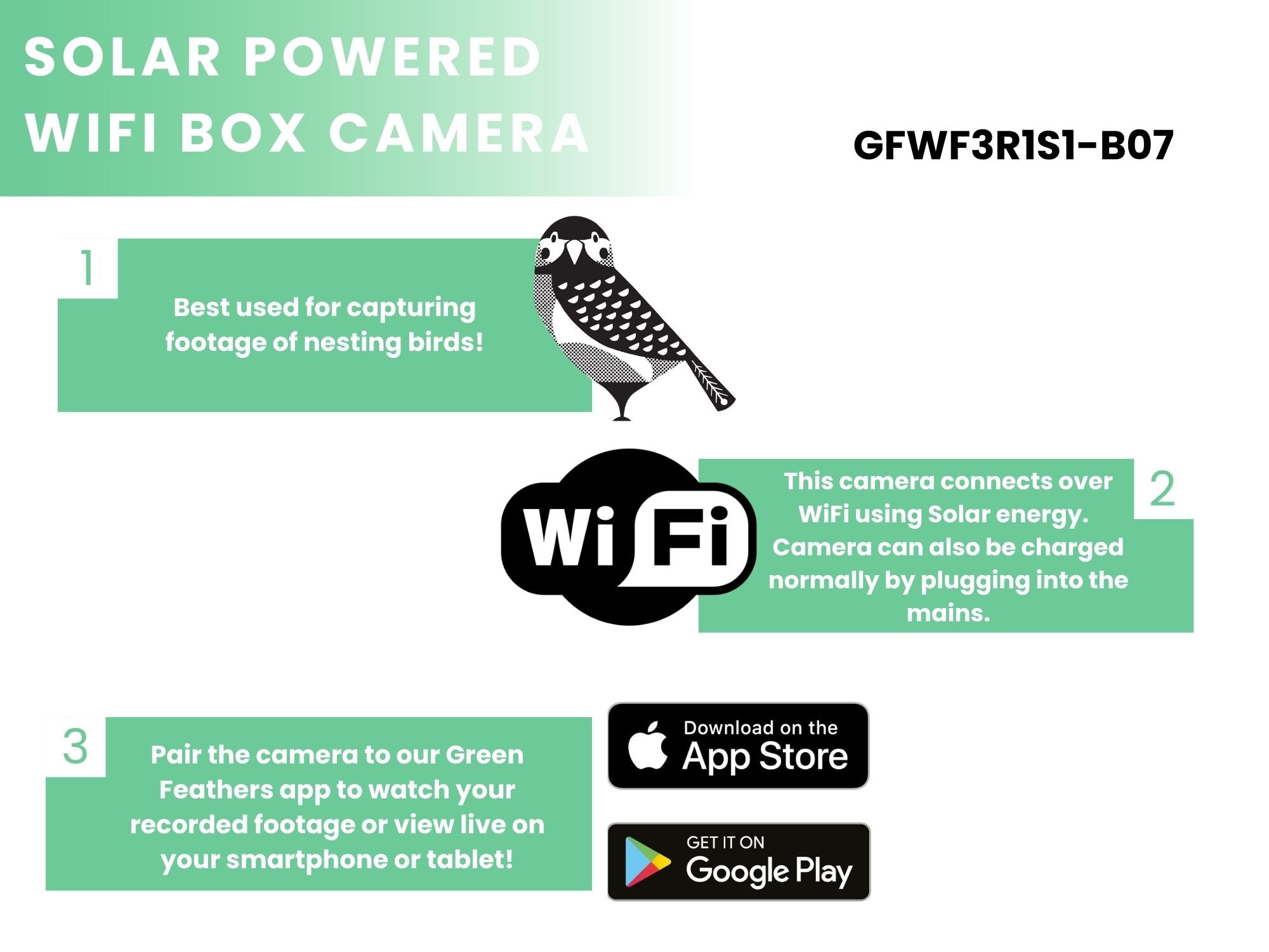 Solar Powered WiFi Bird Box HD Camera Starter Pack