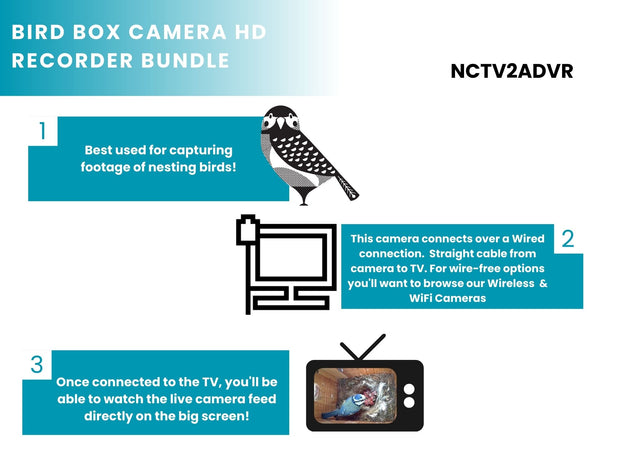 Cable Connection Bird Box & Wildlife HD Camera Recorder Pack
