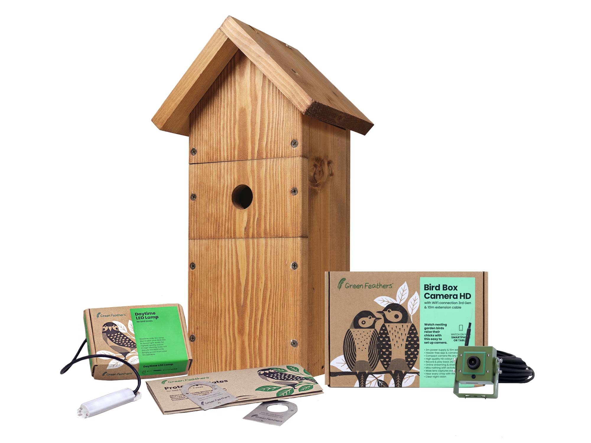 Green Feathers ultimate bird watching kit with wifi bird box camera